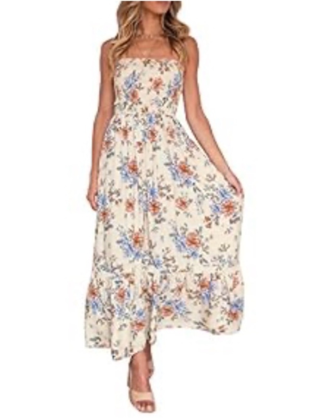 NWT Zesica smocked top strapless floral dress
